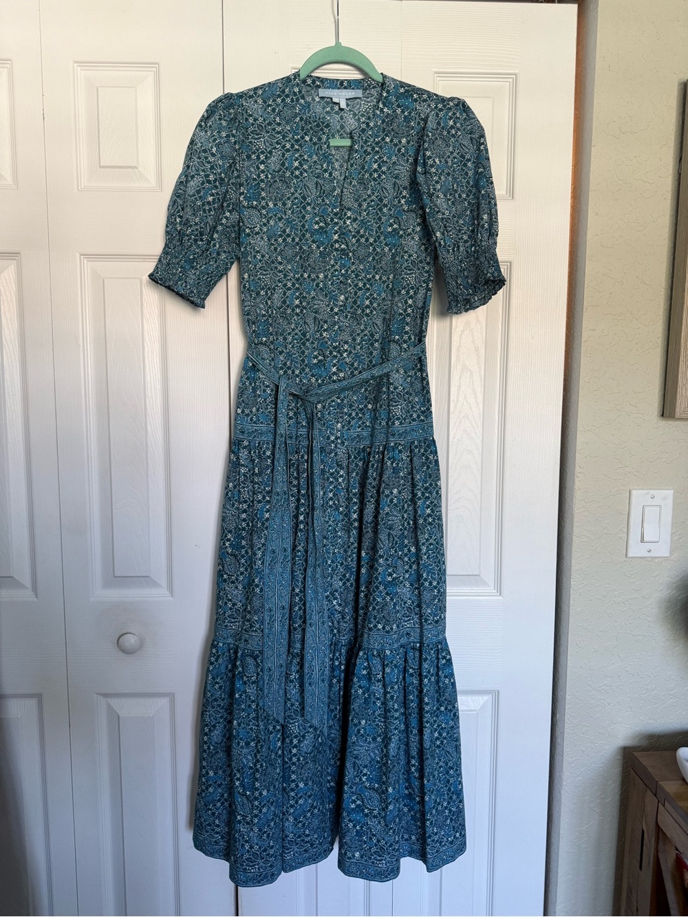NWOT Hill House Home The Yara Dress - Timeless Navy Calico Trellis Size Small - Picture 10 of 10
